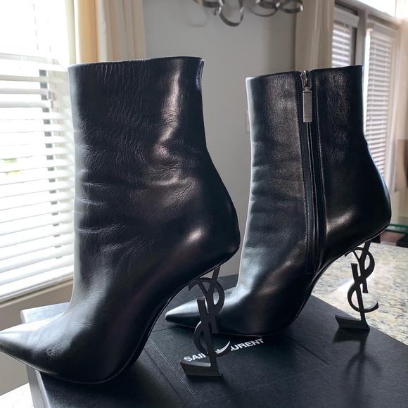 **SOLD**YSL Yves Saint Laurent Opyum Black Leather 37 US 7 - Picture 2 of 8